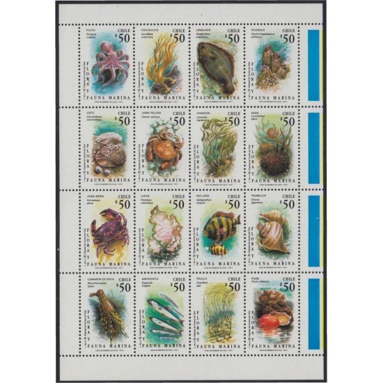 Chile 1052/67 1991 Flora y Fauna Marina MNH Chile 1052/67 1991 Flora y Fauna Marina MNH