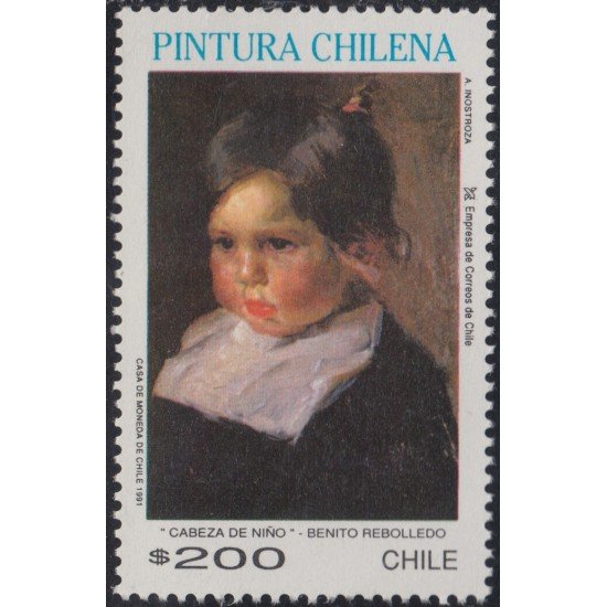 Chile 1080 1991 Pintura Chilena Cabeza de niño MNH Chile 1080 1991 Pintura Chilena Cabeza de niño MNH