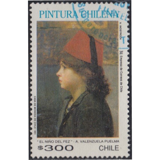 Chile 1081 1991 Pinturas Chilenas El Niño del Fez usado Chile 1081 1991 Pinturas Chilenas El Niño del Fez usado