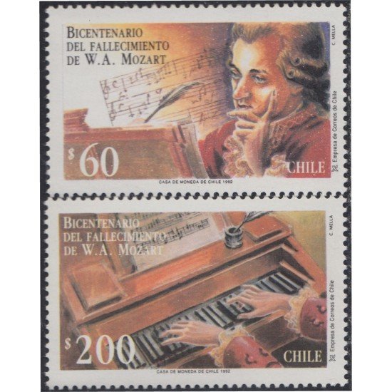 Chile 1089/90 1992 Bicentenario del fallecimiento de Mozart MNH