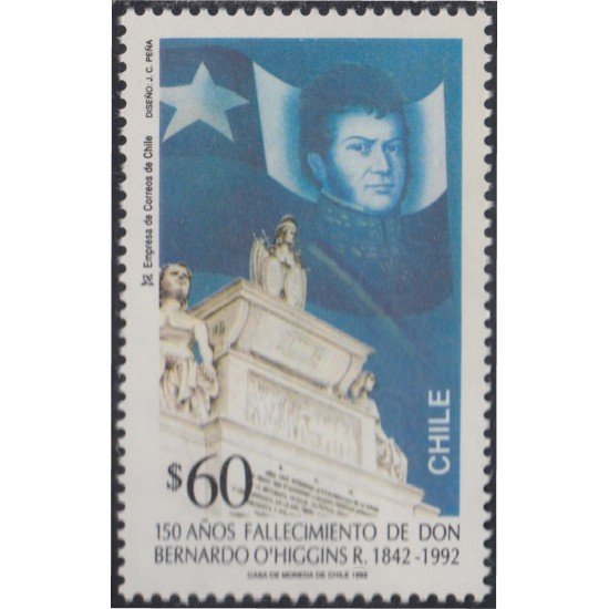 Chile 1136 1992 150 Años del fallecimiento Don Bernardo O´Higgins MNH Chile 1136 1992 150 Años del fallecimiento Don Bernardo O´Higgins MNH