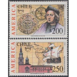 Chile 1038/39 1992 Serie América Upaep MNH Chile 1038/39 1992 Serie América Upaep MNH