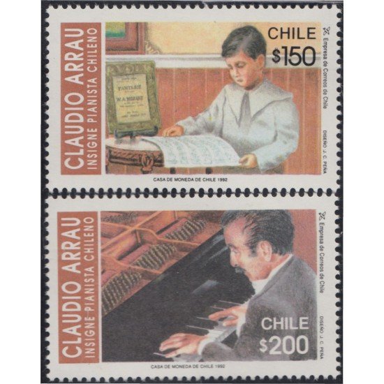 Chile 1140/41 1992 Claudio Aprau Pianista MNH Chile 1140/41 1992 Claudio Aprau Pianista MNH