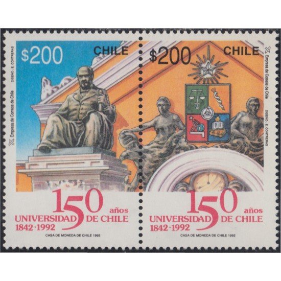 Chile 1142/43 1992 150 Años Universidad de Chile MNH Chile 1142/43 1992 150 Años Universidad de Chile MNH