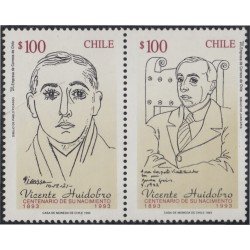 Chile 1157/58 1993 Vicente Huidobro centenario de su nacimiento MNH Chile 1157/58 1993 Vicente Huidobro centenario de su nacimiento MNH