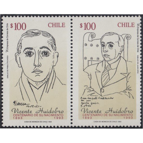 Chile 1157/58 1993 Vicente Huidobro centenario de su nacimiento MNH Chile 1157/58 1993 Vicente Huidobro centenario de su nacimiento MNH