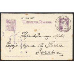España Spain Entero Postal 75n Matasello 1938 Castelltersol