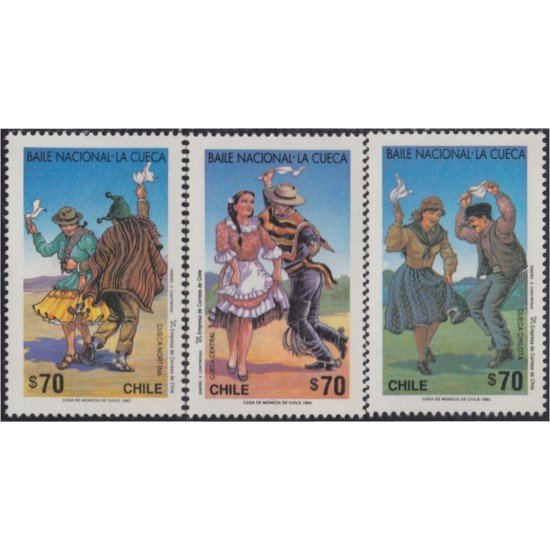 Chile 1173/75 1993 Baile Nacional La Cueca MNH