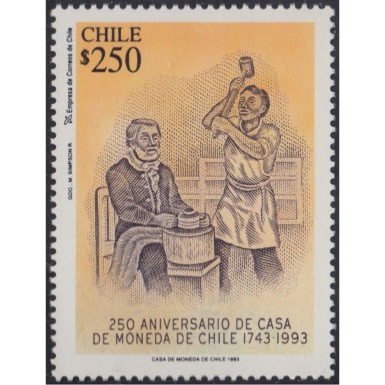 Chile 1180 1993 250º Aniversario de la fundación del Hotel Monedas de Chile MNH