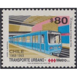 Chile 1181 1993 Transporte urbano Metros subterráneo MNH Chile 1181 1993 Transporte urbano Metros subterráneo MNH