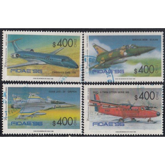 Chile 1299/02 1996 FIDAE 96 Aviones planes MNH usados Chile 1299/02 1996 FIDAE 96 Aviones planes MNH usados