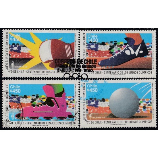 Chile 1372/75 1996 Centenario de los juegos olímpicos MNH Chile 1372/75 1996 Centenario de los juegos olímpicos MNH