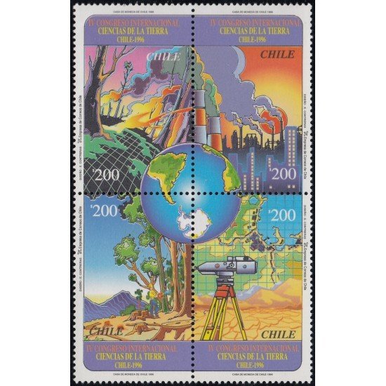 Chile 1377/80 1996 IV Congreso Internacional ciencias de la tierra MNH Chile 1377/80 1996 IV Congreso Internacional ciencias de la tierra MNH