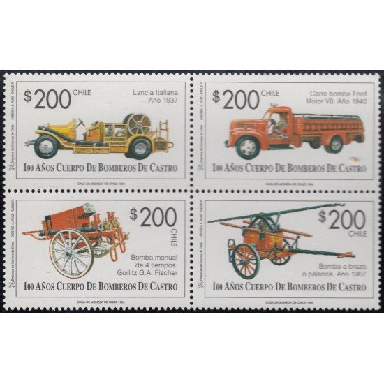 Chile 1390/93 1996 100 Años del cuerpo de bomberos de Castro MNH Chile 1390/93 1996 100 Años del cuerpo de bomberos de Castro MNH