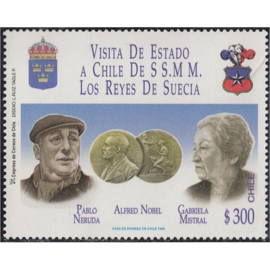 Chile 1408 1997 Visita de los SS Reyes de Suecia MNH