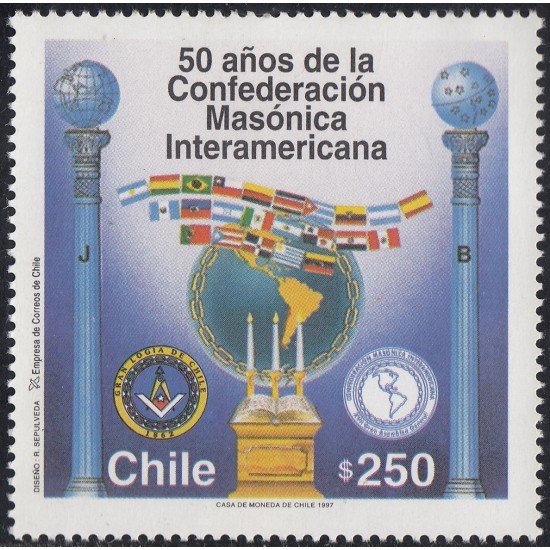 Chile 1416 1997 50 Años de la Confederación Masónica Interamericana MNH