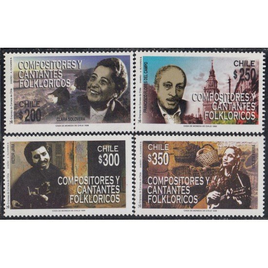 Chile 1461/64 1998 Compositores y cantantes folklóricos MNH