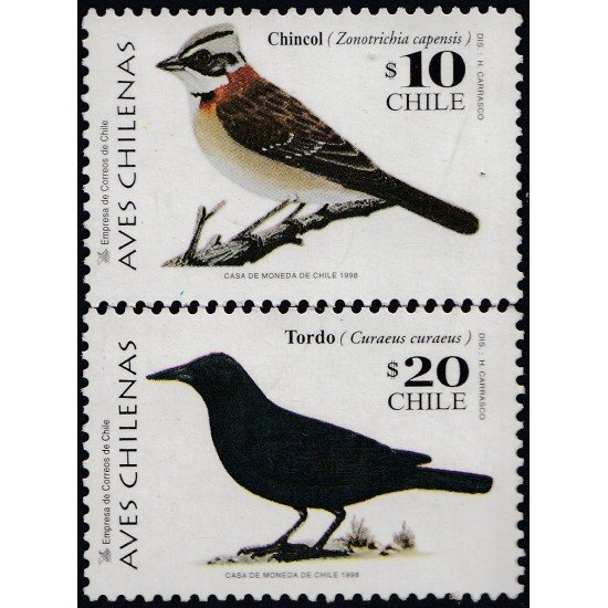Chile 1472/73 1998 Aves Chilenas Tordo Chincol Birds MNH