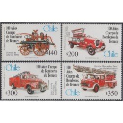 Chile 1480/83 1999 100 Años cuerpos de bomberos de Temuco MNH Chile 1480/83 1999 100 Años cuerpos de bomberos de Temuco MNH