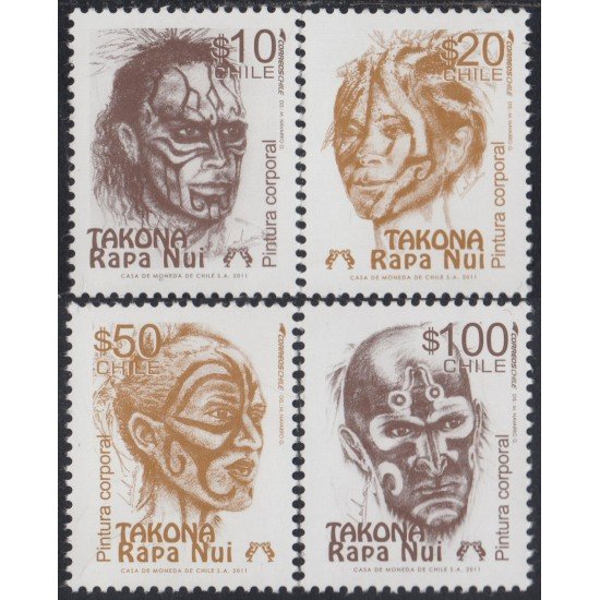 Chile 1987/90 2011 Pintura corporal Takona Rapa Nui MNH Chile 1987/90 2011 Pintura corporal Takona Rapa Nui MNH
