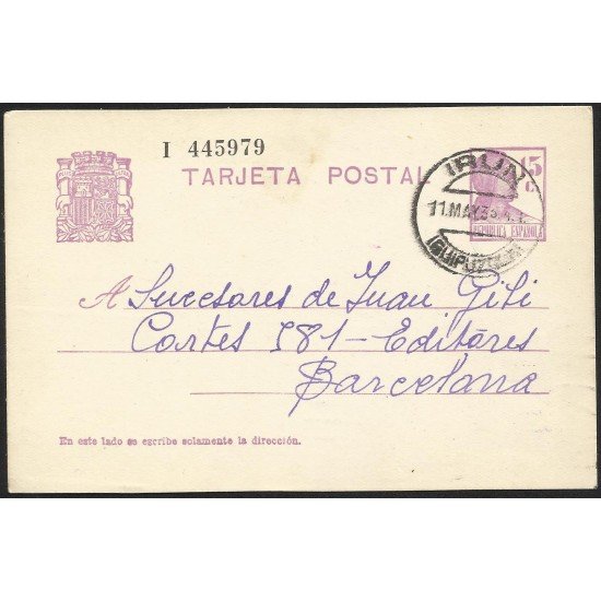España Spain Entero Postal 69 Matrona 1933 Irún España Spain Entero Postal 69 Matrona 1933 Irún