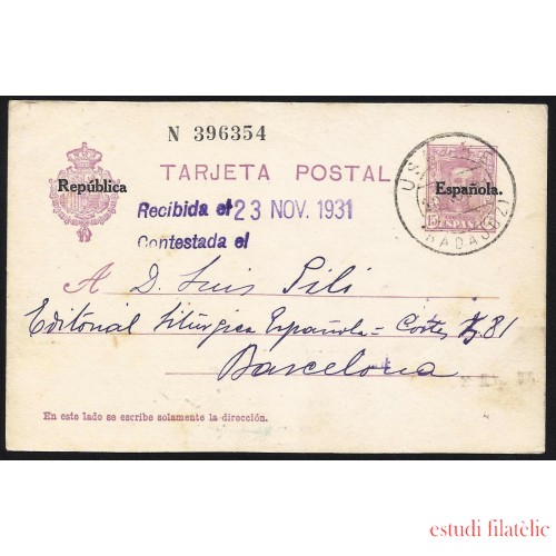 España Spain Entero Postal 61 Alfonso XIII 1931 Usagre