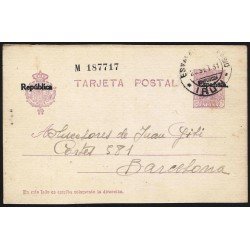 España Spain Entero Postal 61 Alfonso XIII 1933 Irún