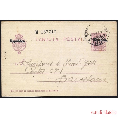 España Spain Entero Postal 61 Alfonso XIII 1933 Irún