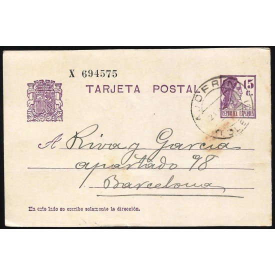 España Spain Entero Postal 69 Matrona 1937 Ajofrín España Spain Entero Postal 69 Matrona 1937 Ajofrín