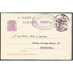 España Spain Entero Postal 69 Matrona 1935 Albacete