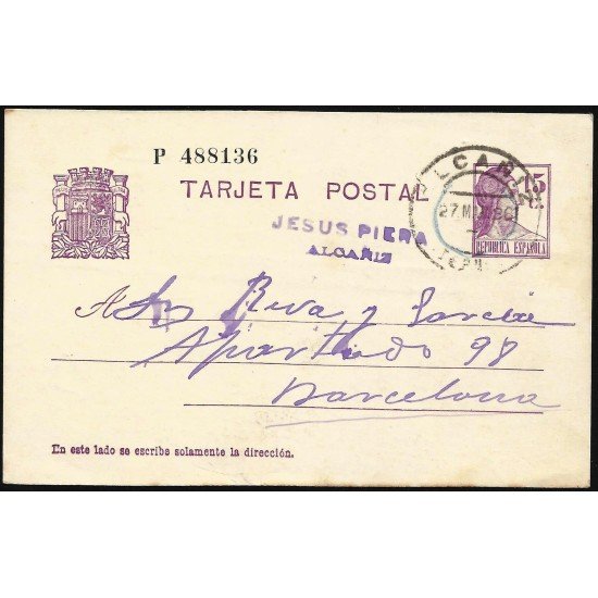 España Spain Entero Postal 69 Matrona 1932 Alcañiz España Spain Entero Postal 69 Matrona 1932 Alcañiz