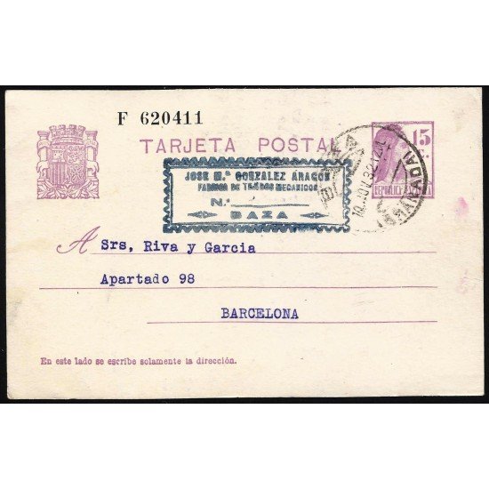 España Spain Entero Postal 69 Matrona 1932 Baza España Spain Entero Postal 69 Matrona 1932 Baza