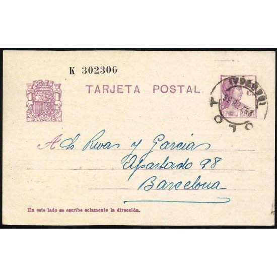 España Spain Entero Postal 69 Matrona 1936 Olot España Spain Entero Postal 69 Matrona 1936 Olot