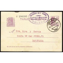 España Spain Entero Postal 69 Matrona 1935 Toledo España Spain Entero Postal 69 Matrona 1935 Toledo