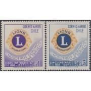 Chile A- 240/41 1967 50 Años de Lions Internacional MNH Chile A- 240/41 1967 50 Años de Lions Internacional MNH