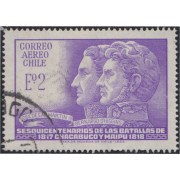 Chile A- 245 1968 150 Años de las batallas de Chacabuco y Maipú usado Chile A- 245 1968 150 Años de las batallas de Chacabuco y Maipú usado