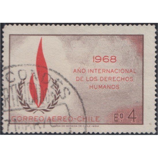 Chile A- 261 1969 Año Internacional de Los Derechos Humanos usado Chile A- 261 1969 Año Internacional de Los Derechos Humanos usado