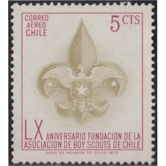 Chile A- 275 1971 LX Aniversario fundación de la asociación de Boy Scouts MNH Chile A- 275 1971 LX Aniversario fundación de la asociación de Boy Scouts MNH