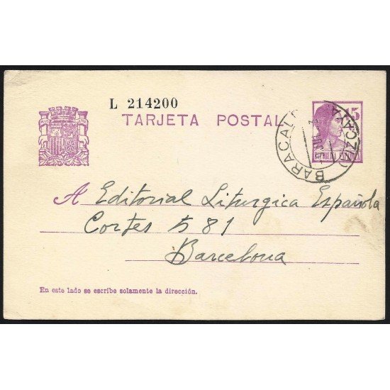España Spain Entero Postal 69 Matrona 1933 Baracaldo