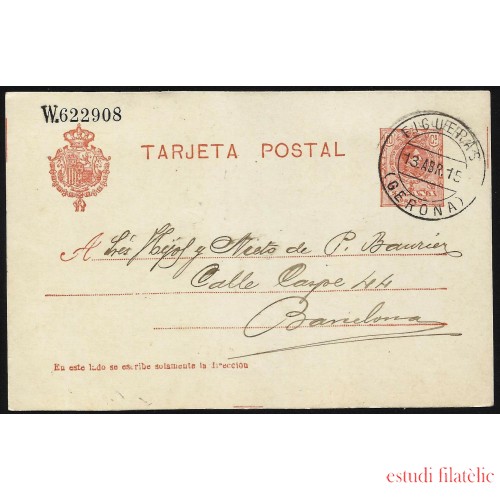 España Spain Entero Postal 49 Alfonso XIII 1915 Figueras