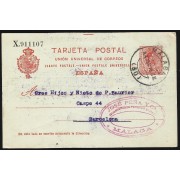 España Spain Entero Postal 53 Alfonso XIII 1916 Málaga