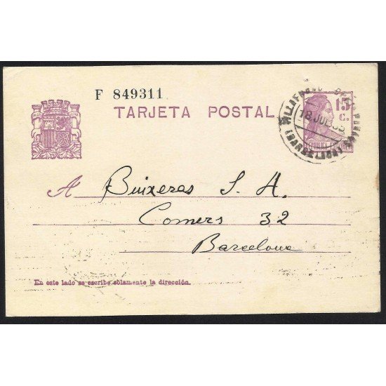 España Spain Entero Postal 69 Matrona 1935 Villafranca del Panadés