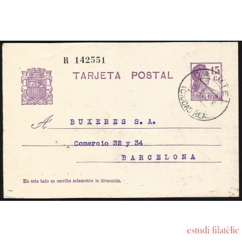 España Spain Entero Postal 69 Matrona 1936 Daimiel