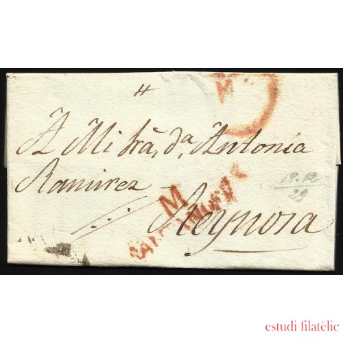 España Prefilatelia Carta de Santander a Reynosa 1829