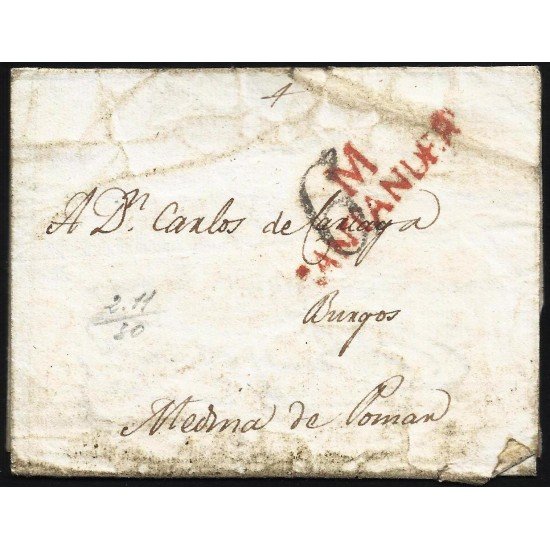 España Prefilatelia Carta de Santander a Medina de Pomar 1830 España Prefilatelia Carta de Santander a Medina de Pomar 1830