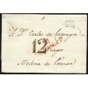 España Prefilatelia Carta de Santander a Medina de Pomar 1830