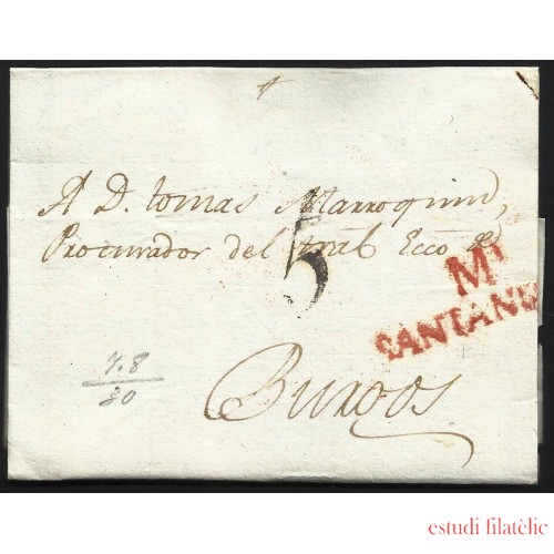 España Prefilatelia Carta de Santander a Burgos 1830