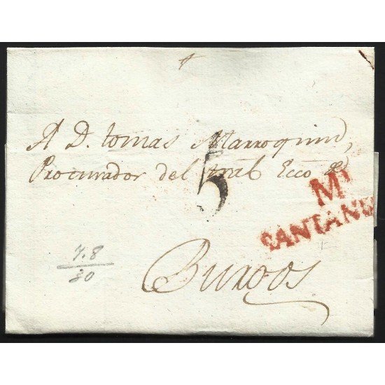España Prefilatelia Carta de Santander a Burgos 1830 España Prefilatelia Carta de Santander a Burgos 1830