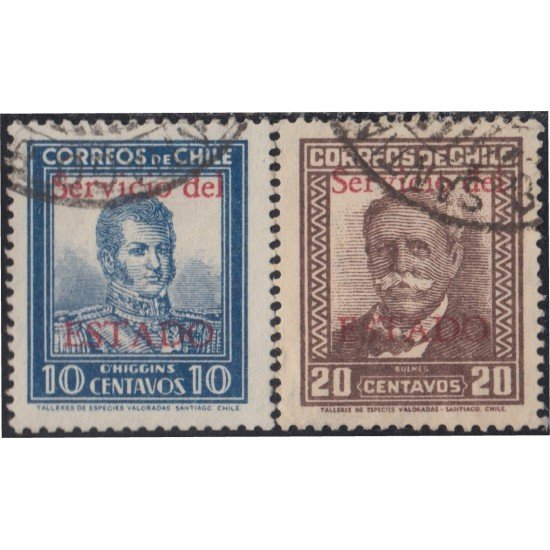 Chile Servicio del Estado 38/39 1932/34 Timbres postales de 1931-1932 usados Chile Servicio del Estado 38/39 1932/34 Timbres postales de 1931-1932 usados