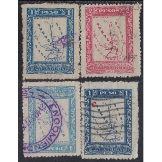 Paraguay 245/48 1924 Serie antigua Litografías usados Paraguay 245/48 1924 Serie antigua Litografías usados